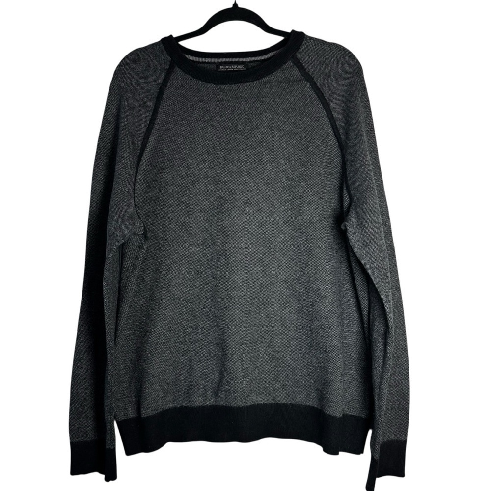 Banana Republic Men's Cotton Cashmere Gray and Black Large Sweater
